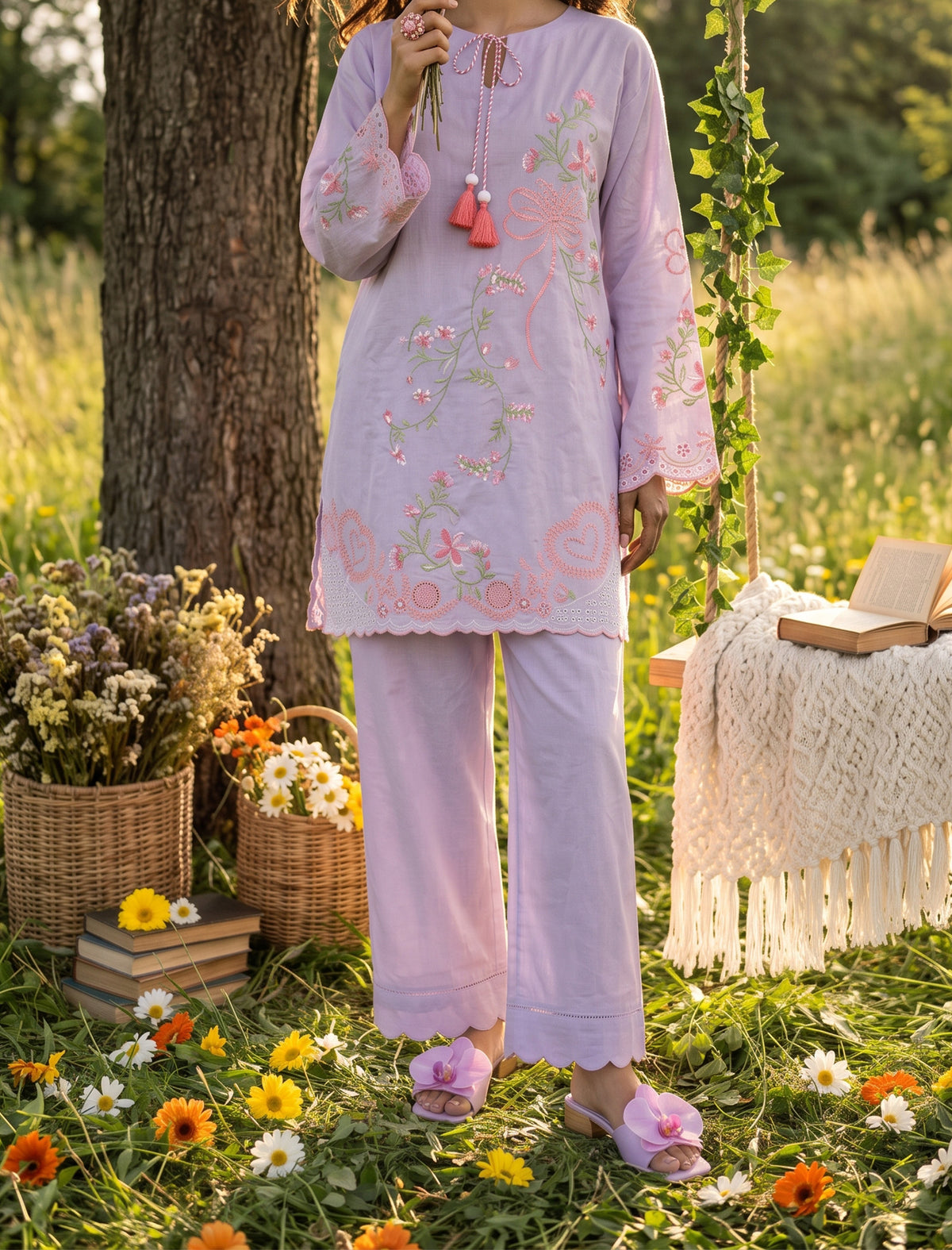 ROSY VINE - 2 PIECE EMBROIDERED SUIT
