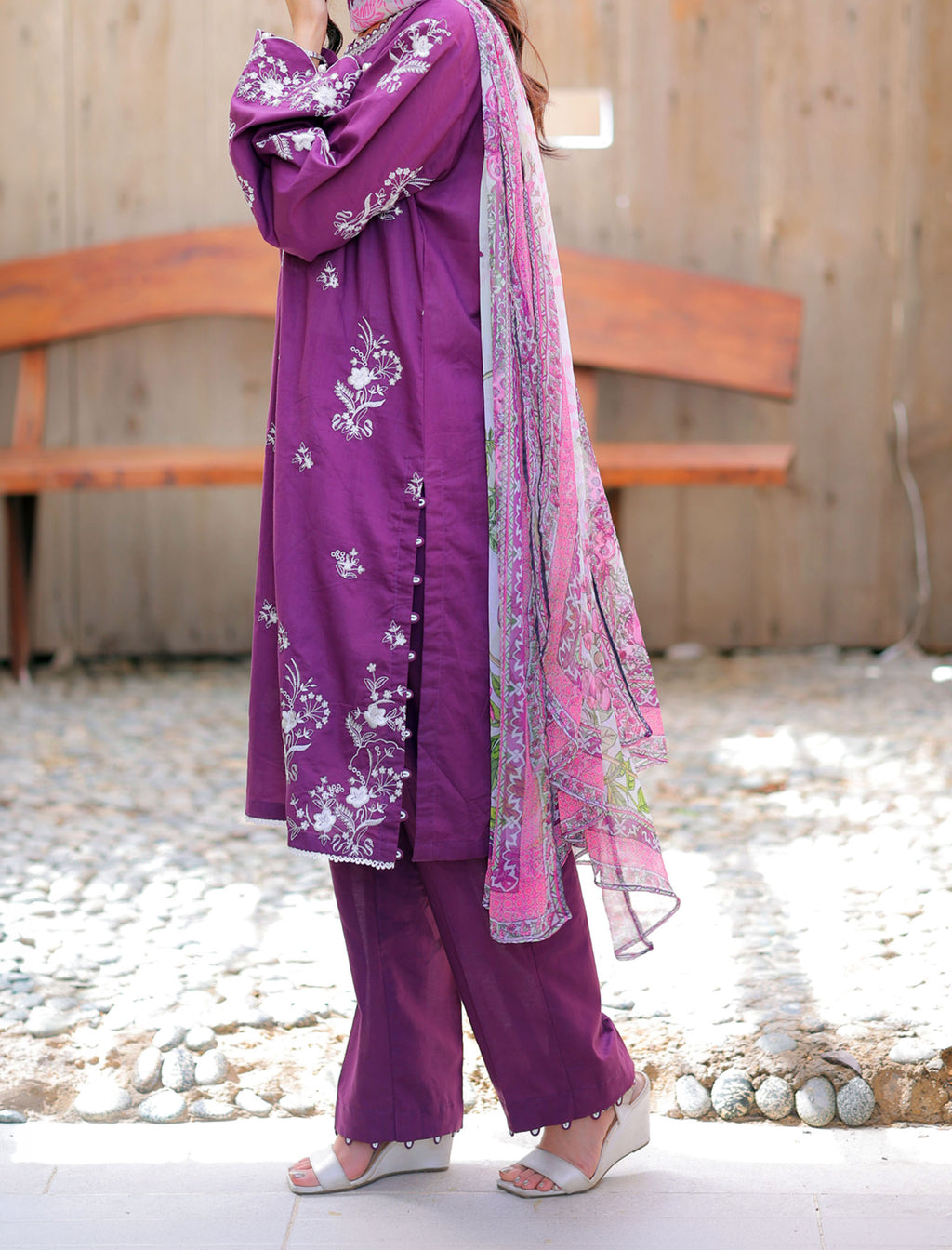 Amethyst Grace 3 Piece Unstitched Embroidered Cotton Lawn