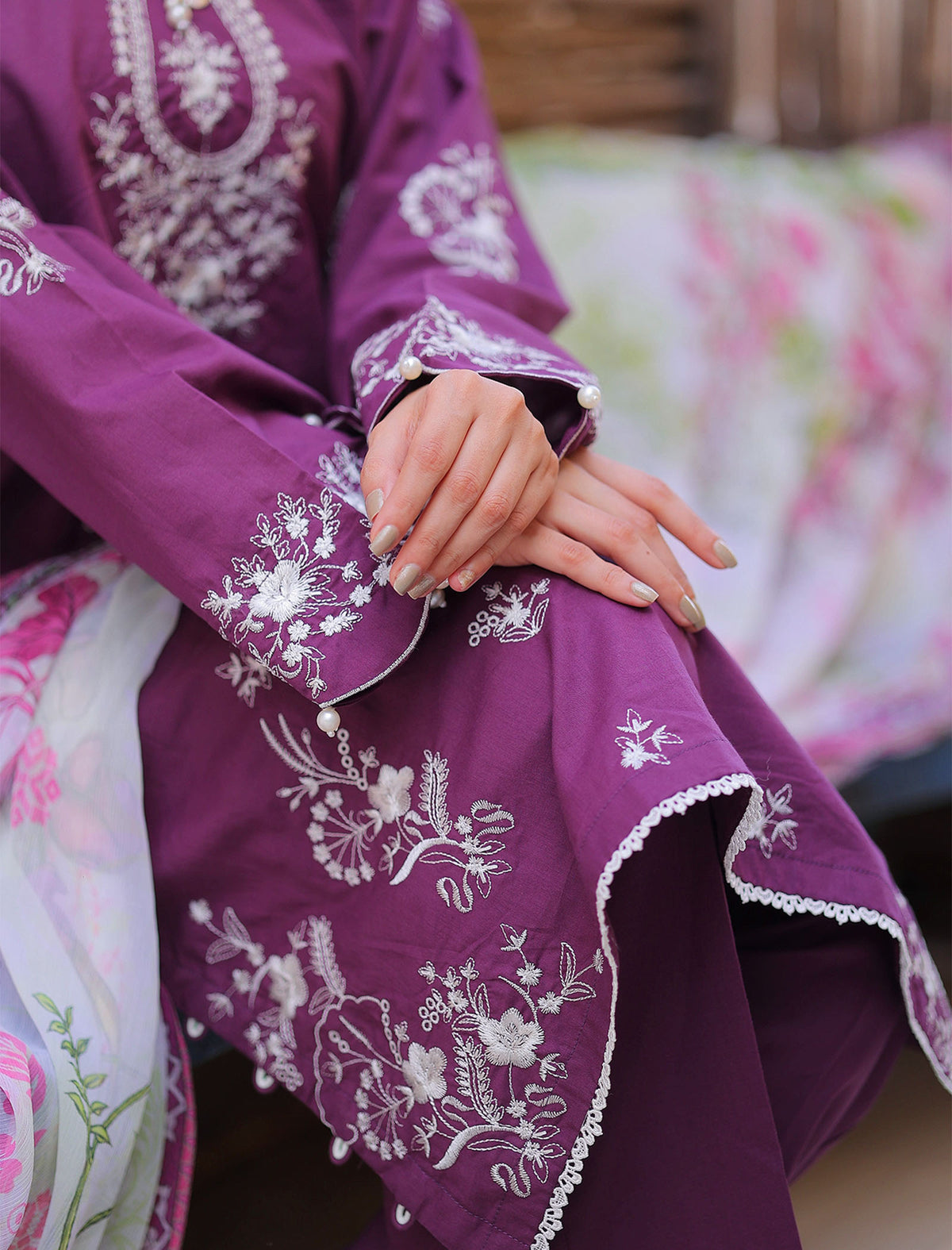 Amethyst Grace 3 Piece Unstitched Embroidered Cotton Lawn