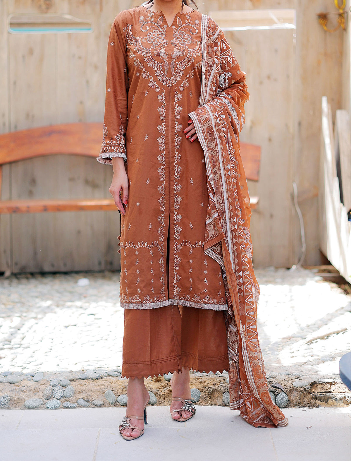 Desert Rose 3 Piece Unstitched Embroidered Cotton Lawn
