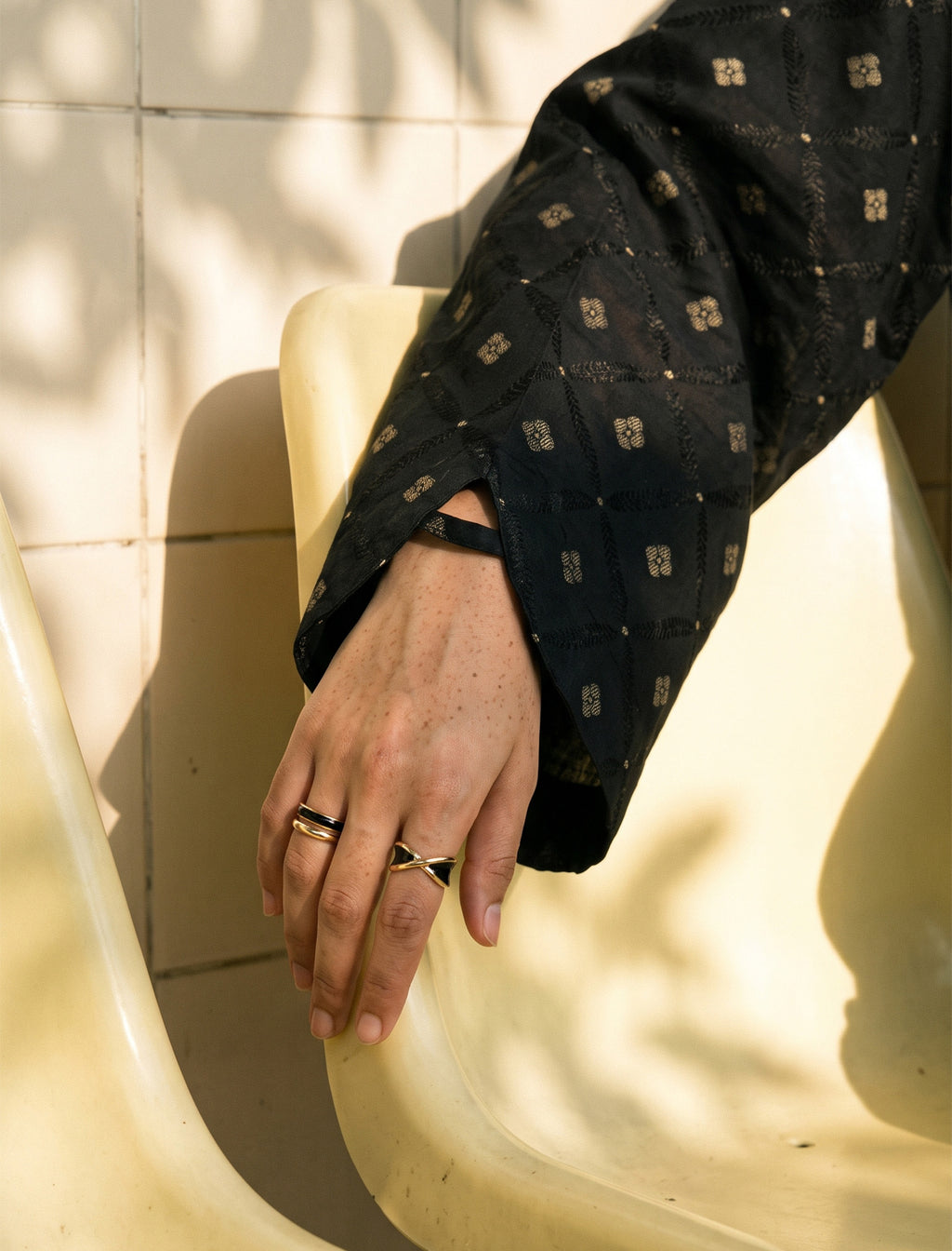 NOIR ECLAT- SELF JACQUARD SOLIDS