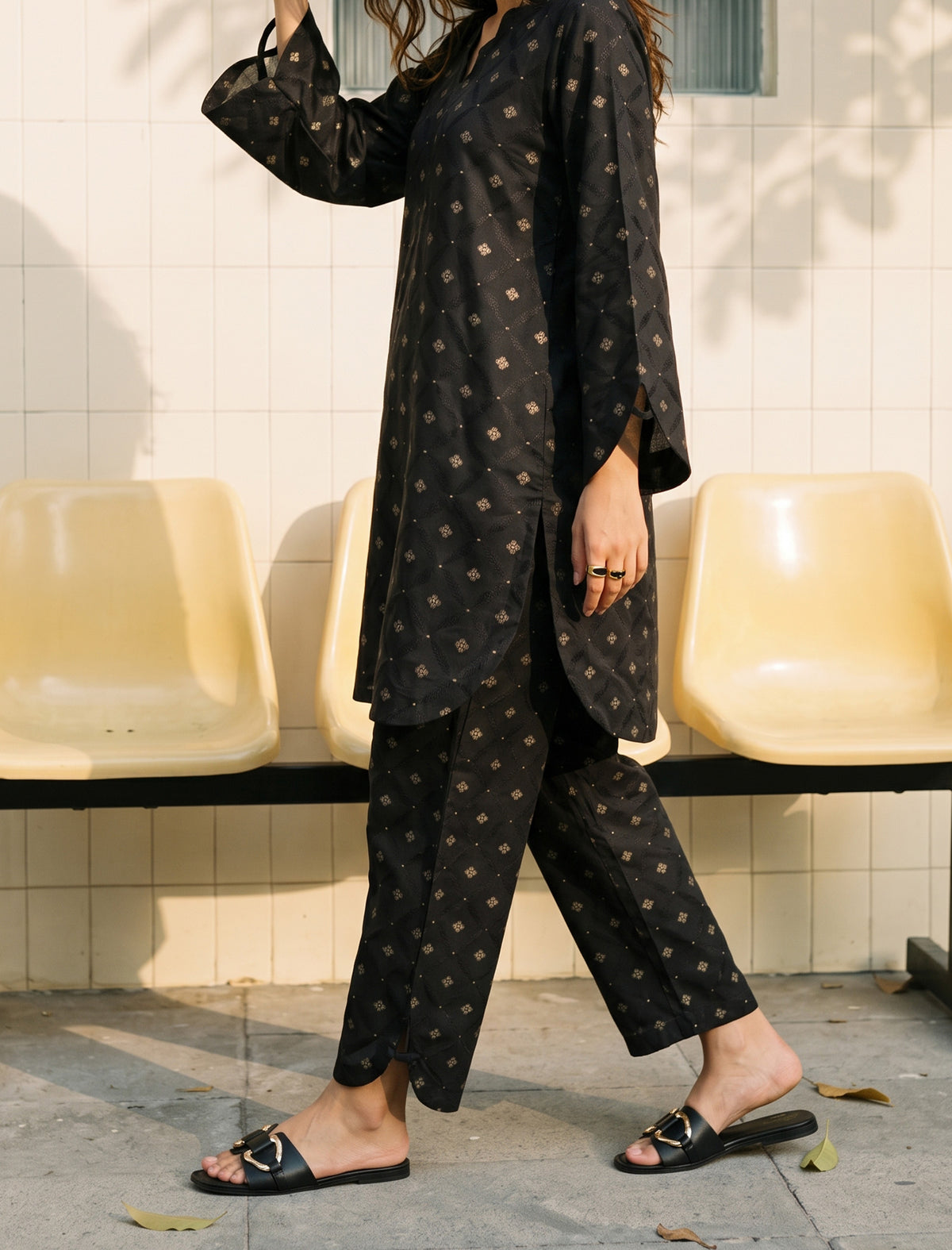 NOIR ECLAT- SELF JACQUARD SOLIDS