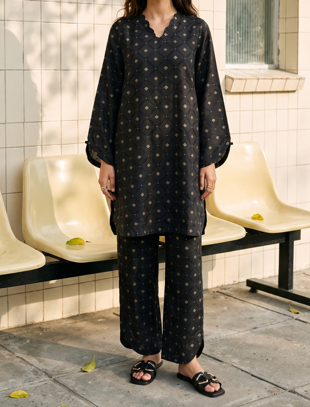 NOIR ECLAT- SELF JACQUARD SOLIDS