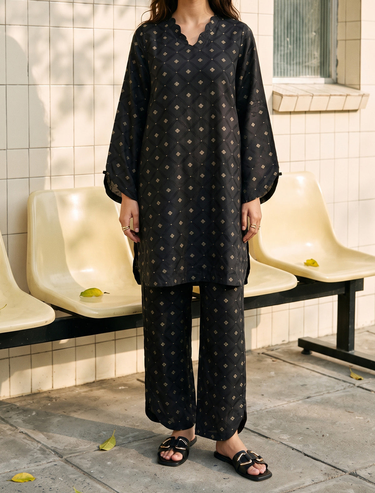 NOIR ECLAT- SELF JACQUARD SOLIDS