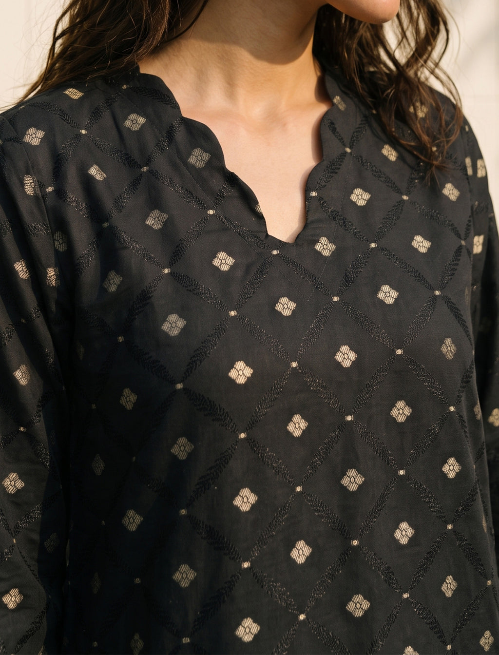NOIR ECLAT- SELF JACQUARD SOLIDS