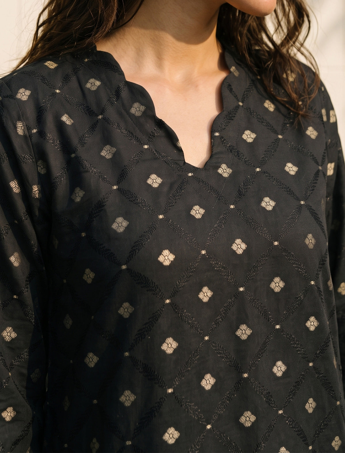 NOIR ECLAT- SELF JACQUARD SOLIDS