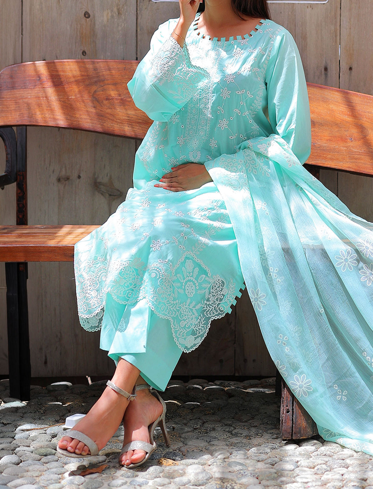 Crystal Waters 3 Piece Unstitched Embroidered Cotton Lawn