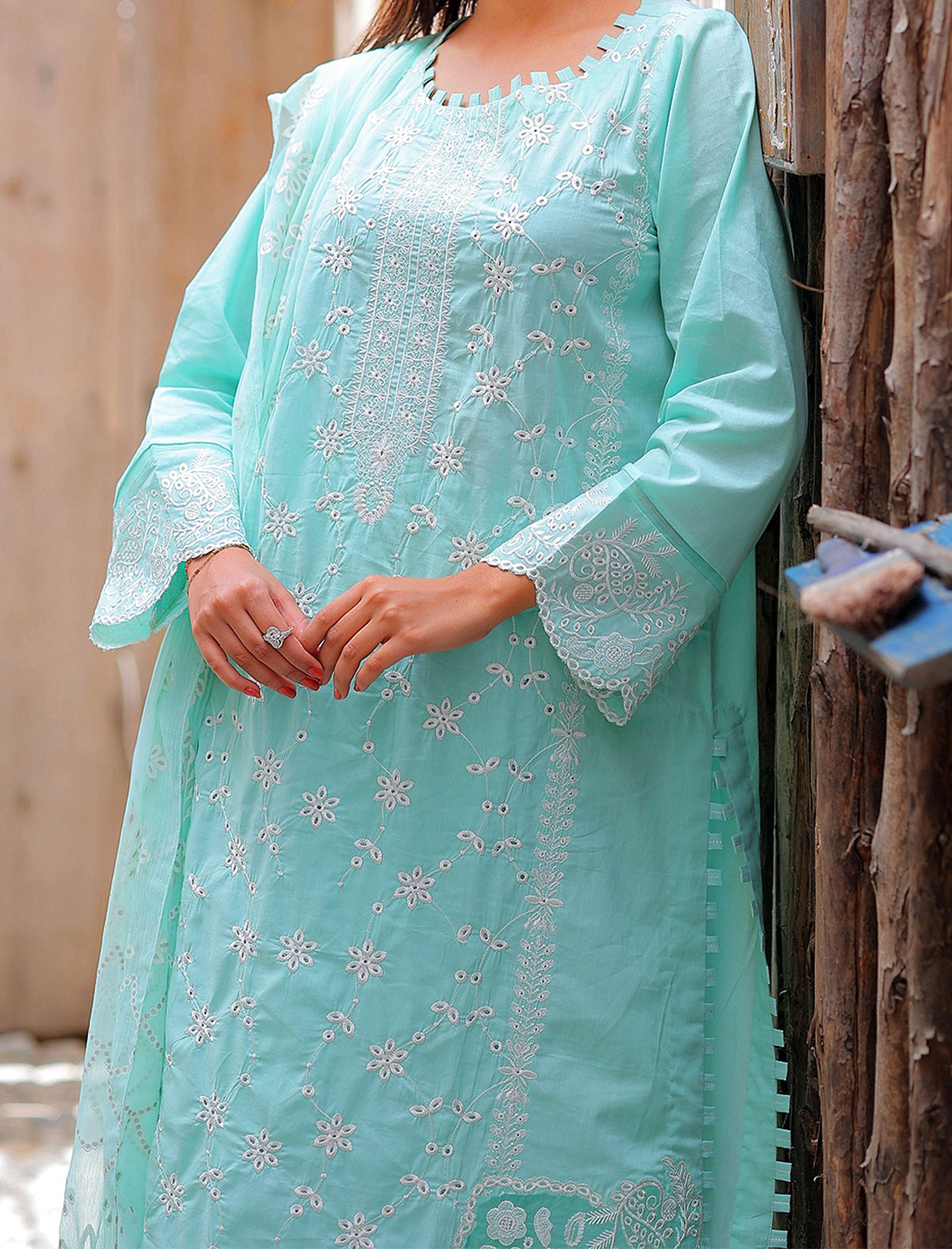 Crystal Waters 3 Piece Unstitched Embroidered Cotton Lawn