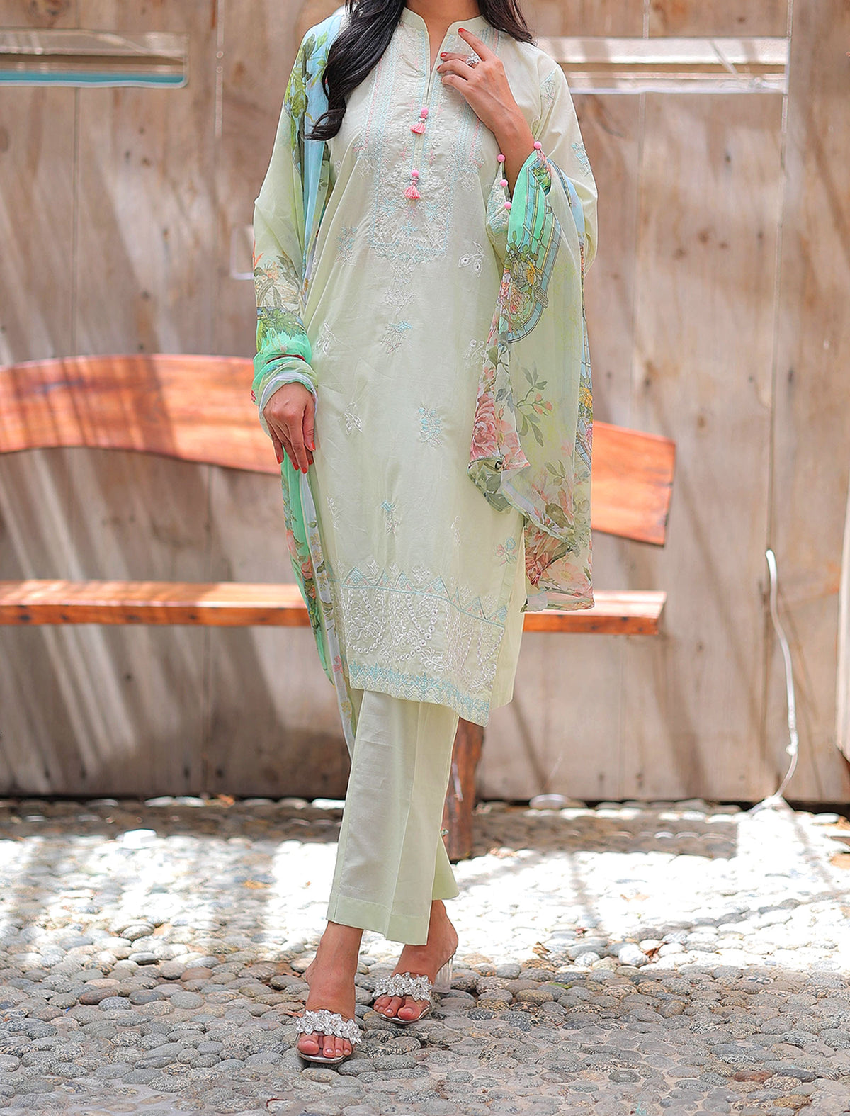 Petal Thread 3 Piece Unstitched Embroidered Cotton Lawn