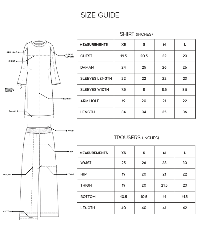 Product size chart