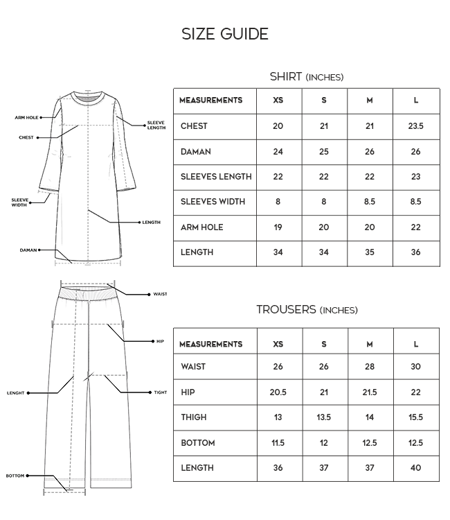 Product size chart