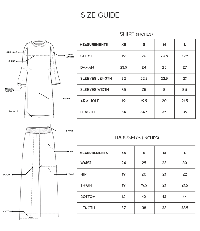 Product size chart