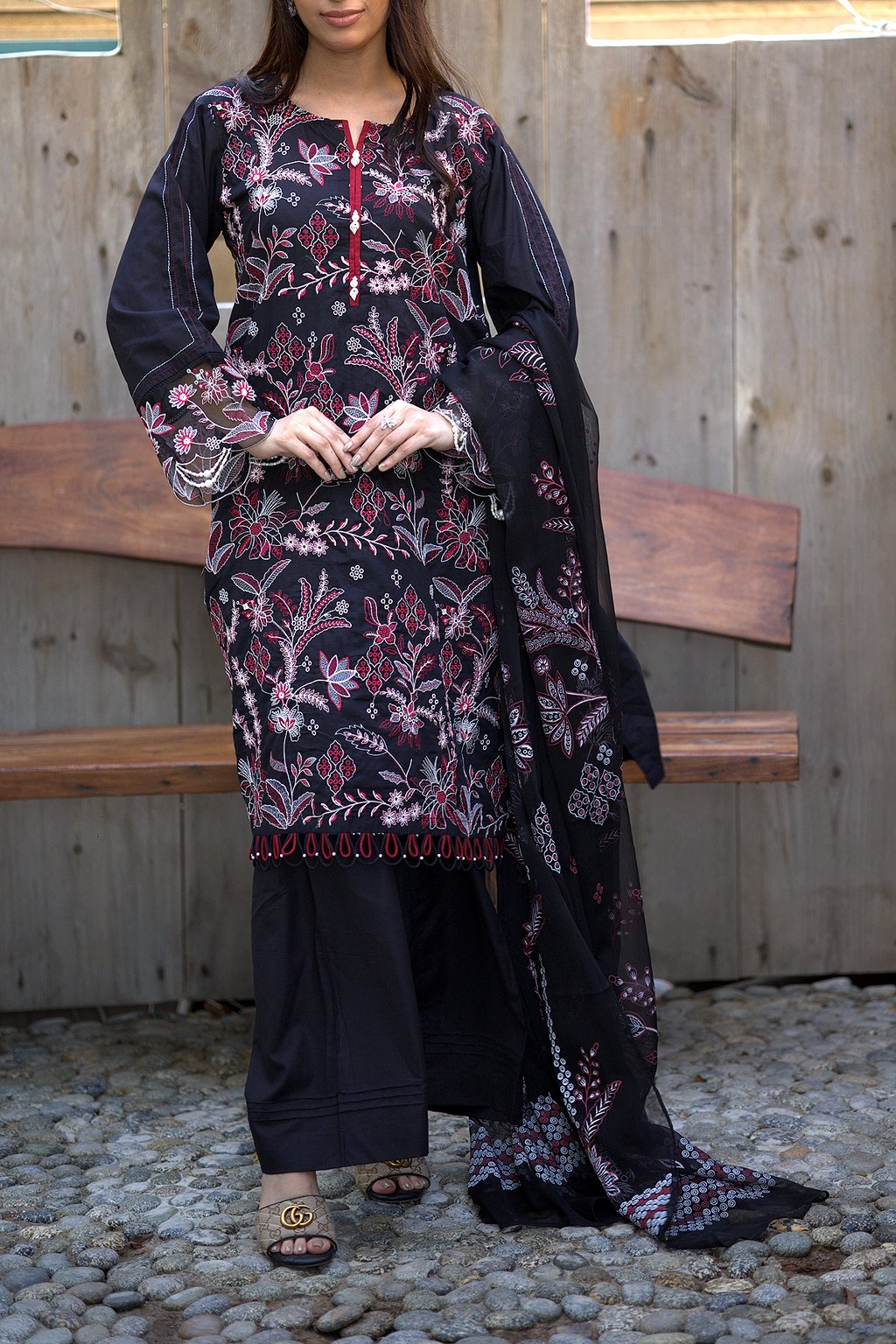 Embroidered Unstitched Lawn Cotton Suits - 3 Piece Suit Collection | Onyx Petal by Chamelistudio
