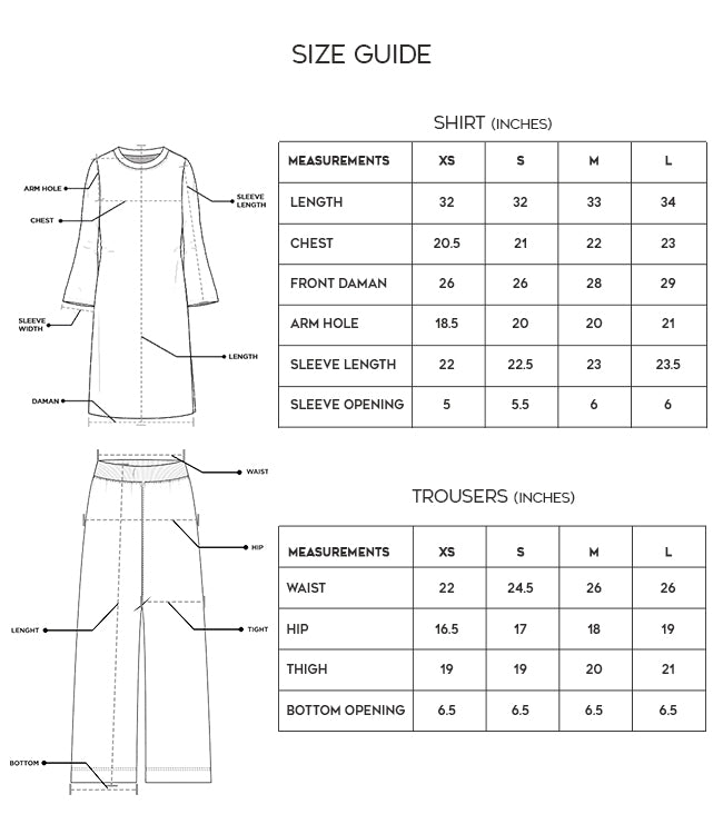 Product size chart