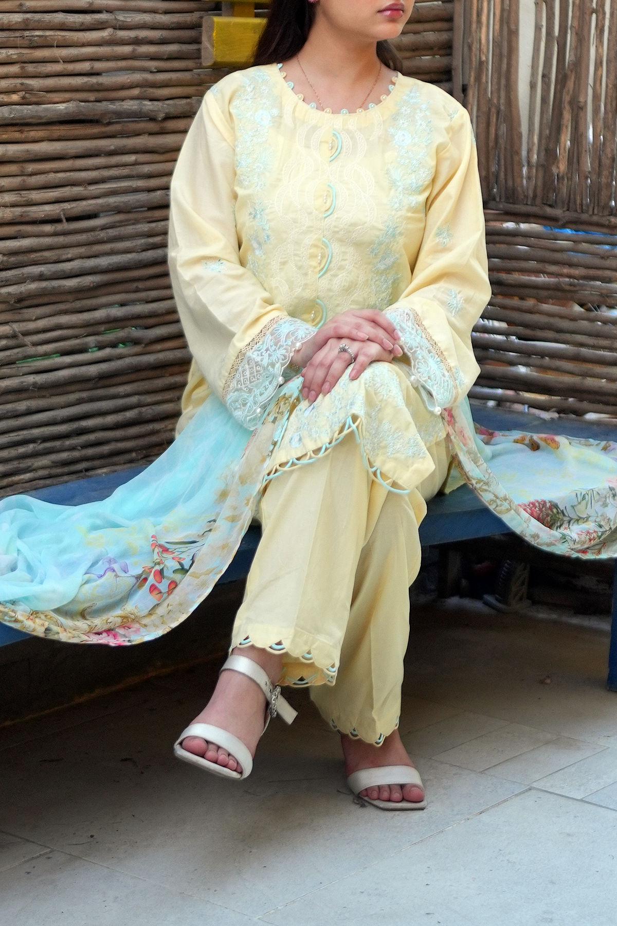 Citrine Mint 3 Piece Unstitched Embroidered Cotton Lawn
