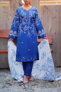 Blue Willow 3 Piece Unstitched Embroidered Cotton Lawn